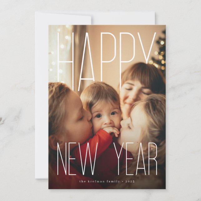 Tarjeta Festiva Modern Happy New Year Photo (Anverso)
