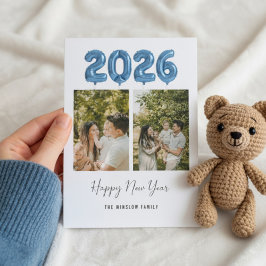 Tarjeta Festiva Modern Happy New Year Photo Collage 2026 | Elegant