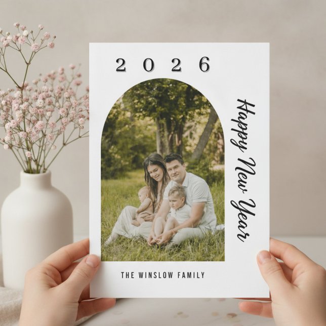 Tarjeta Festiva Modern Happy New Year Photo Collage Card | Elegant (Subido por el creador)
