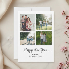 Tarjeta Festiva Modern Happy New Year Photo Collage Card | Elegant