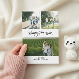 Tarjeta Festiva Modern Happy New Year Photo Collage Card | Elegant