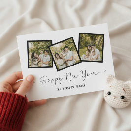 Tarjeta Festiva Modern Happy New Year Photo Collage Card | Elegant