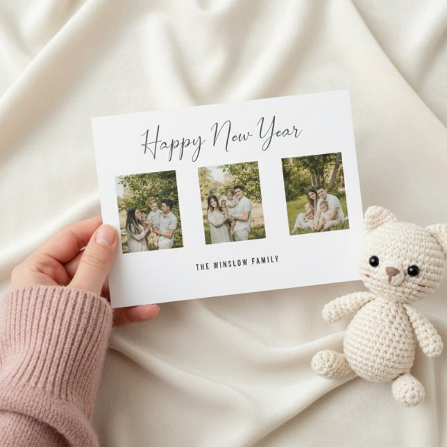 Tarjeta Festiva Modern Happy New Year Photo Collage Card | Elegant (Subido por el creador)