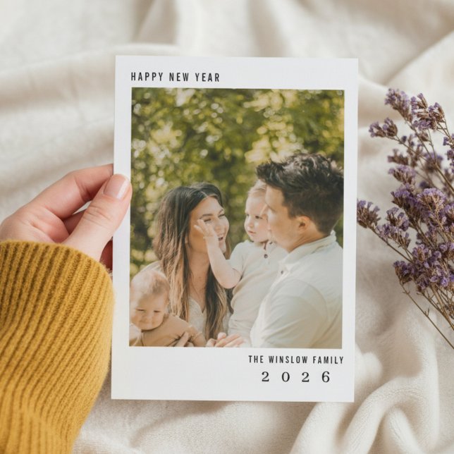 Tarjeta Festiva Modern Happy New Year Photo Collage Card | Elegant (Subido por el creador)