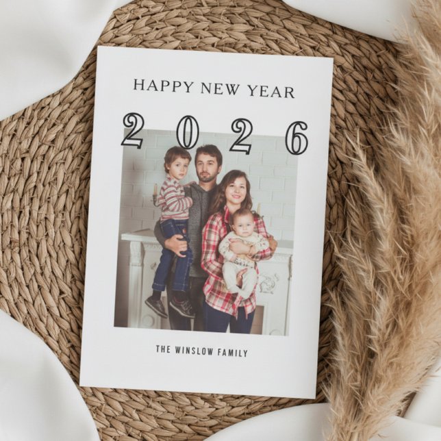Tarjeta Festiva Modern Happy New Year Photo Collage Card | Elegant (Subido por el creador)