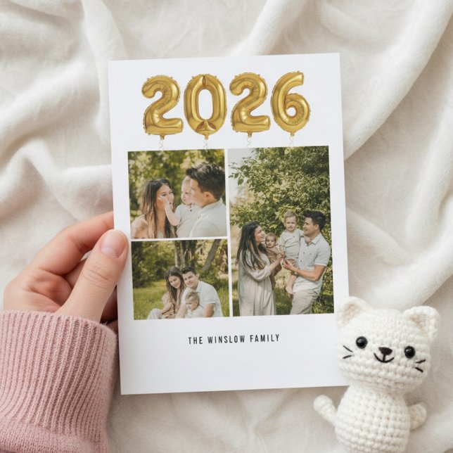 Tarjeta Festiva Modern Happy New Year Photo Collage Card | Elegant (Subido por el creador)