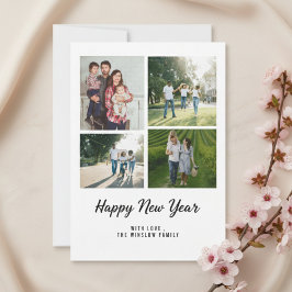 Tarjeta Festiva Modern Happy New Year Photo Collage Card | Elegant