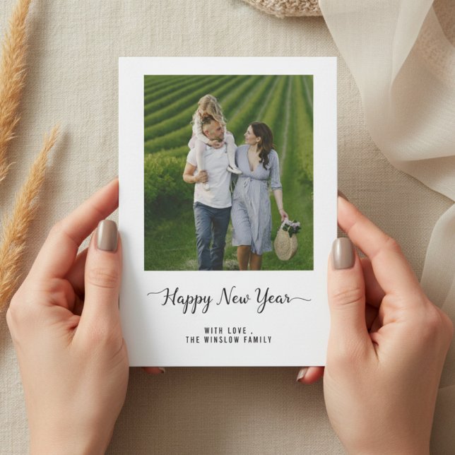 Tarjeta Festiva Modern Happy New Year Photo Collage Card | Elegant (Subido por el creador)