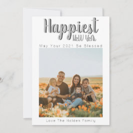 Tarjeta Festiva Modern Happy New Year Subir mi foto familiar