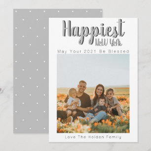 Tarjeta Festiva Modern Happy New Year Subir mi foto familiar