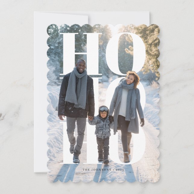 Tarjeta Festiva Modern HO HO HO Holiday Photo Card (Anverso)
