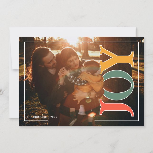 Tarjeta Festiva Modern Joy Holiday Photo Card (Anverso)