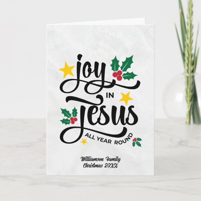 Tarjeta Festiva Modern Joy in Jesus Christian Christmas (Anverso)
