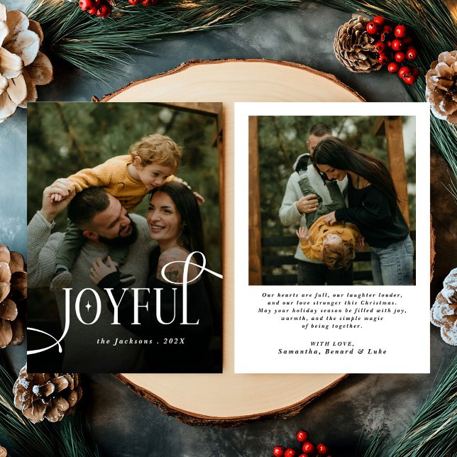 Tarjeta Festiva Modern Joyful Family 2 Photo Christmas  (Subido por el creador)