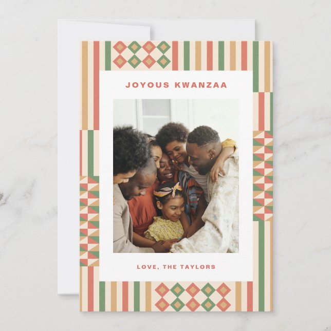 Tarjeta Festiva Modern Kwanzaa Kente Pattern 1-Photo (Anverso)