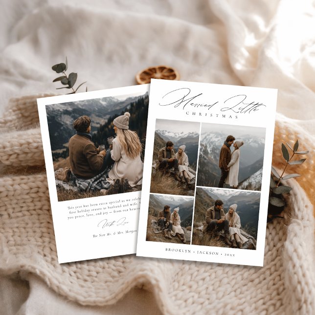 Tarjeta Festiva Modern Married Little Christmas Newlywed Photo (Subido por el creador)