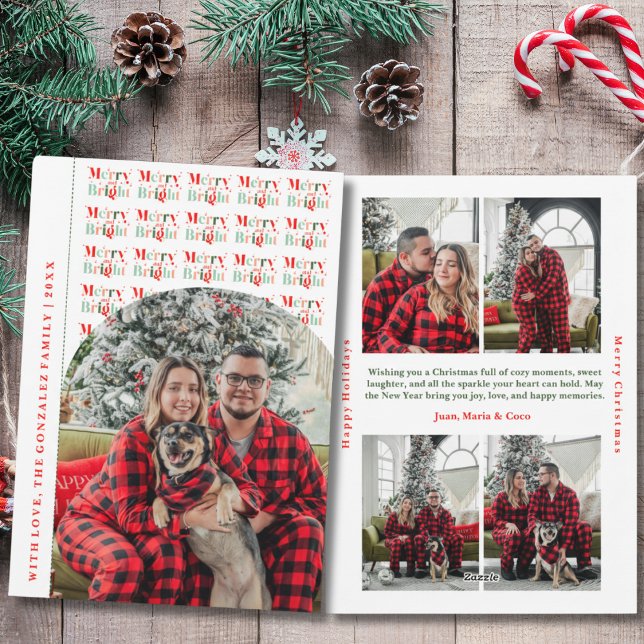 Tarjeta Festiva Modern Merry and Bright Arch Photo Christmas (Subido por el creador)