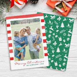Tarjeta Festiva Modern Merry Christmas Family Photo Holiday