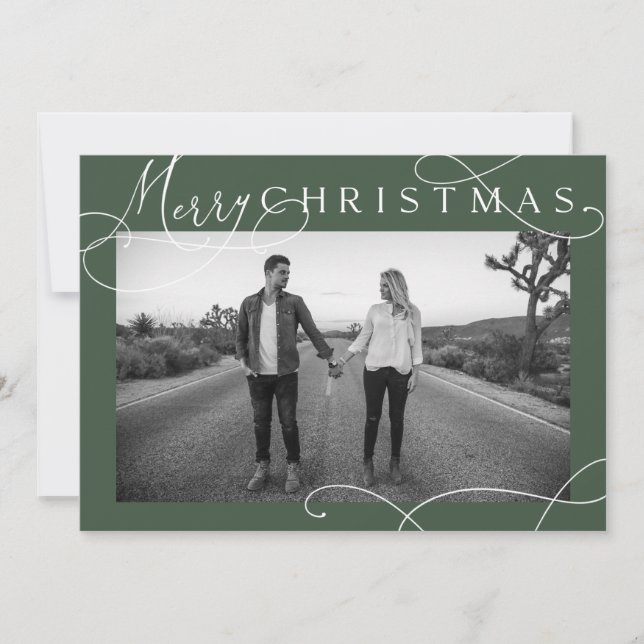 Tarjeta Festiva Modern Merry Christmas Photo Card (Anverso)