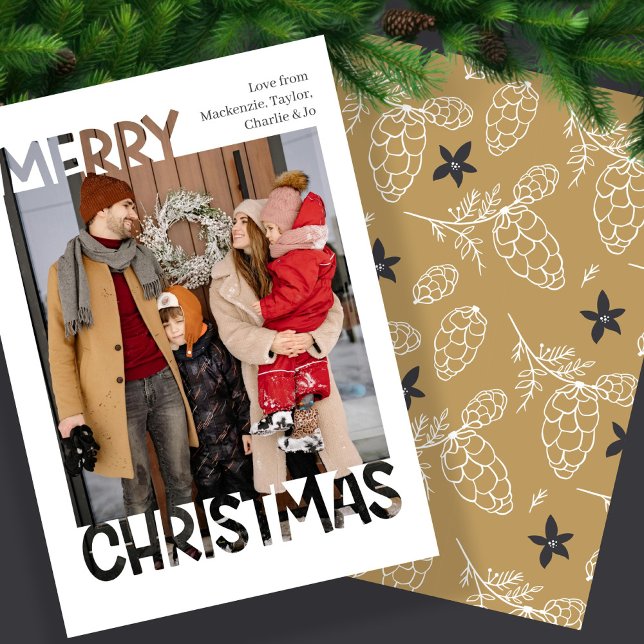 Tarjeta Festiva Modern Merry Christmas Photo Personalized (Modern Merry Christmas Photo Personalized Holiday Card from Ricaso. Add your own photograph & text
)