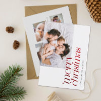 Modern Merry Christmas Photo Stylish Red Foil