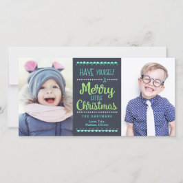 Tarjeta Festiva Modern Merry Little Navidades Dos Navíos Fotográfi