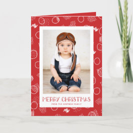 Tarjeta Festiva Modern Merry | Rojo | Foto vertical