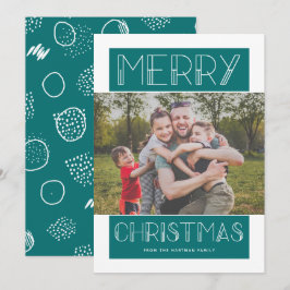Tarjeta Festiva Modern Merry | VERDE AZULADO | Foto