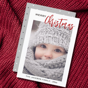 Tarjeta Festiva Modern Minimal 1 foto Guión navideño