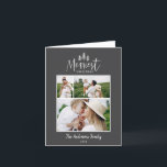 Tarjeta Festiva Modern minimal Christmas rustic multi photo chic<br><div class="desc">Modern minimal Christmas rustic stylish multi photo holiday card. With modern hand drawn text and trees. Backer color can be customized. simple Christmas modern minimal stylish</div>