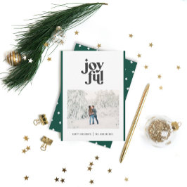 Tarjeta Festiva Modern minimal green Christmas typography 1 photo