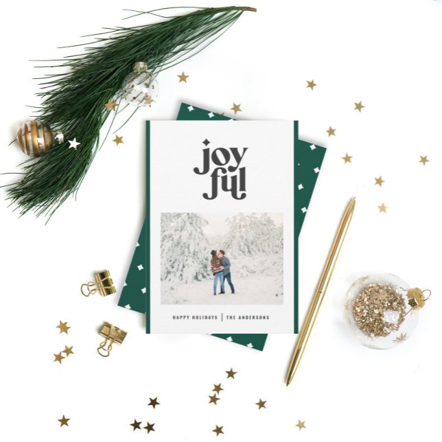 Tarjeta Festiva Modern minimal green Christmas typography 1 photo (Subido por el creador)