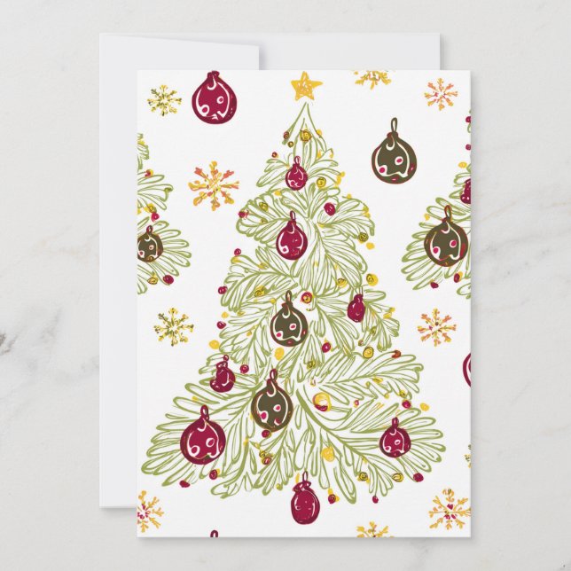 Tarjeta Festiva Modern minimal hand drawn Christmas New year card (Anverso)