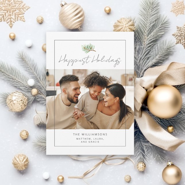 Tarjeta Festiva Modern Minimal Happy Family Photo  (Available in both printed and instant download digital formats.)