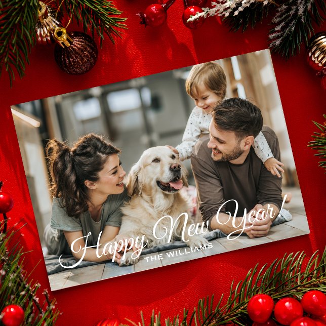 Tarjeta Festiva Modern Minimal Happy New Year Photo (Subido por el creador)