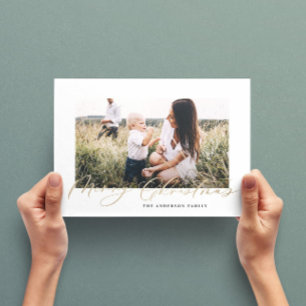 Tarjeta Festiva Modern minimal photo Christmas elegant script