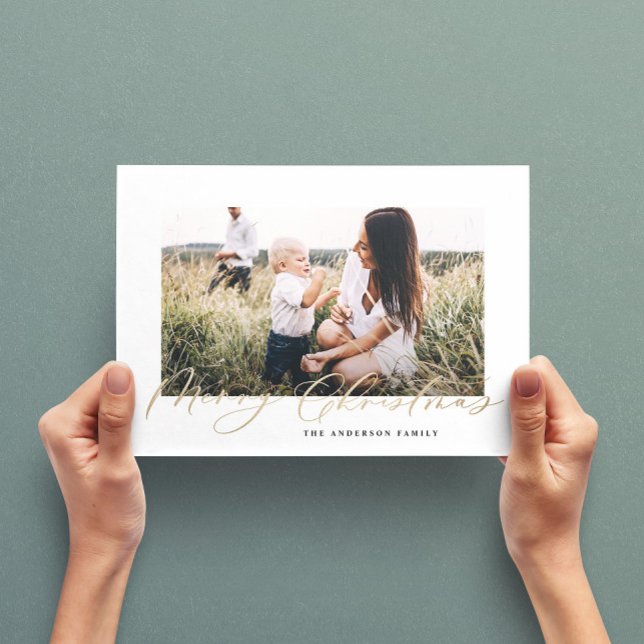 Tarjeta Festiva Modern minimal photo Christmas elegant script (Subido por el creador)