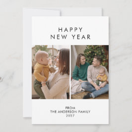 Tarjeta Festiva Modern Minimalist 5 Photo Collage New Year