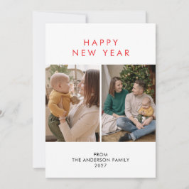 Tarjeta Festiva Modern Minimalist 5 Photo Collage New Year