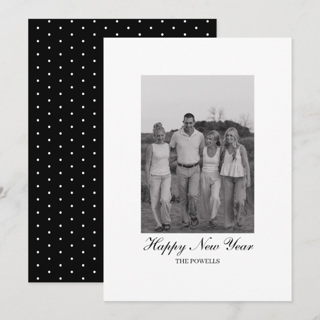 Tarjeta Festiva Modern Minimalist Family Photo Happy New Year  (Anverso / Reverso)