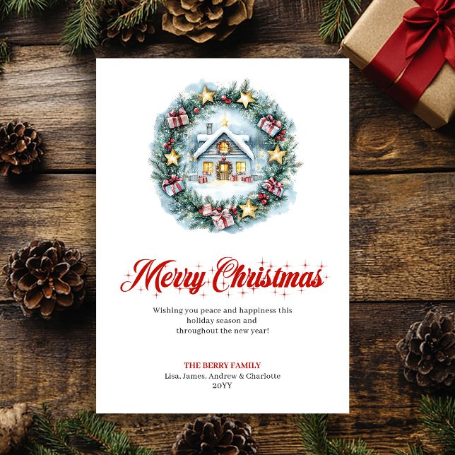 Tarjeta Festiva Modern Minimalist Holiday Scene Greeting Card (Modern Minimalist Holiday Scene Greeting Card)