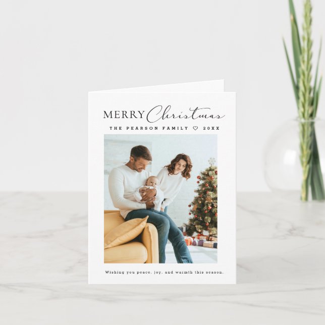 Tarjeta Festiva Modern Minimalist Script Photo Merry Christmas  (Anverso)