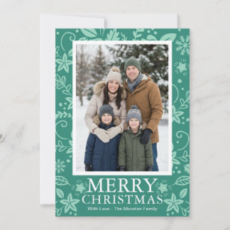 Tarjeta Festiva Modern Mint Green Photo Christmas Holiday Card