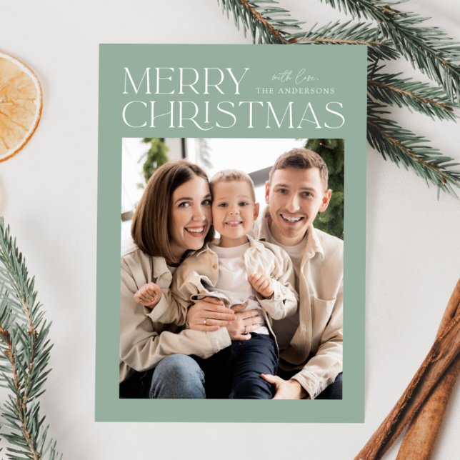 Tarjeta Festiva Modern Mint Merry Christmas Photo (Subido por el creador)