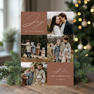 Tarjeta Festiva Modern Mocha Joy to the World 5 Photo