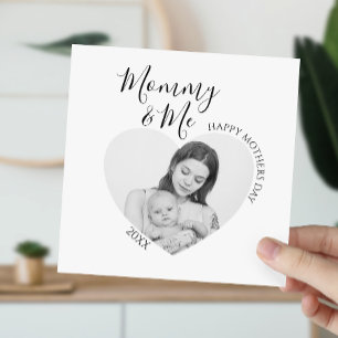 Tarjeta Festiva Modern Mommy & Me Foto del Corazón