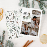 Tarjeta Festiva Modern multi photo elegant watercolor botanical ho<br><div class="desc">Black modern multi photo elegant rustic watercolor dried botanical floral muted colors holiday Christmas card.</div>