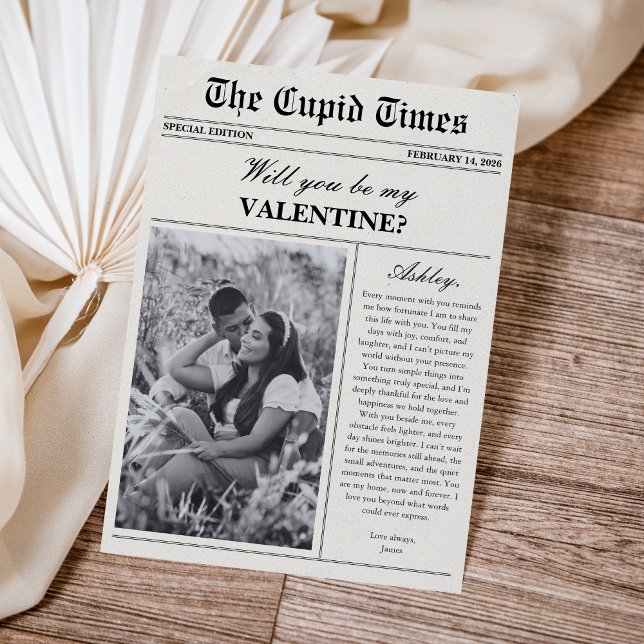 Tarjeta Festiva Modern Newspaper Photo Valentine's Day Card (Subido por el creador)