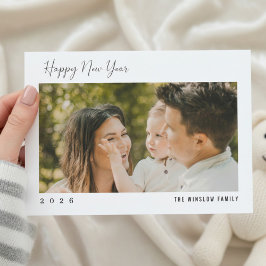 Tarjeta Festiva Modern One-Photo New Year Greeting Card