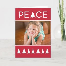 Tarjeta Festiva Modern Peace Árboles blancos rojos tu foto